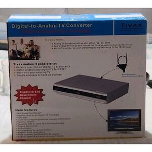TIVAX STB-T8 Digital to Analog TV Converter Box‎ Analog Passthrough W/remote-NEW